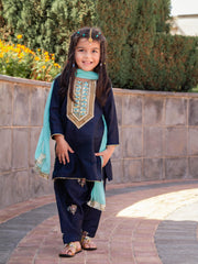 Stary Night - Embroidered Block Print Shalwar Kameez Set