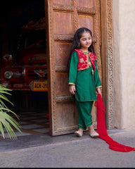 Oriole - Embroidered Velvet Waistcoat with Shalwar Kameez